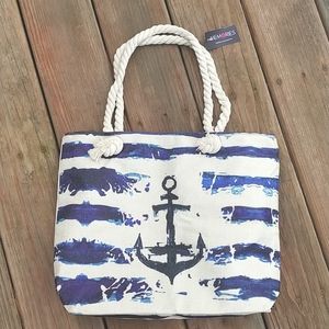 ⚓️Nautical canvas tote bag, Anchor & Stripes NWT